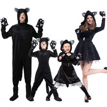 Fantasia de festa para adultos e crianças umorden, roupa fantasia de gato preto para combinar com a família, traje cosplay para adultos, meninas 2024 - compre barato