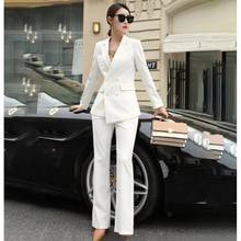 VEIAI  White Business Pant Suits for Women Plus Size Ladies Double Breasted Blazer with Pants Women's Work Pantsuit Custom Made 2024 - buy cheap