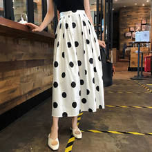 Vintage polka dot imprimir longo verão saia feminina moda 2021 branco damasco saias de cintura alta férias do sexo feminino saia 2024 - compre barato