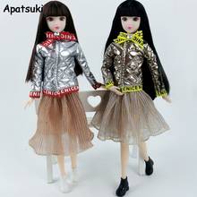 Silver Golden Winter Coat Parka & Pleat Midi Skirt Fashion Doll Clothes For Barbie Doll Outfits 1/6 Doll Accessories Kid Toy 2024 - buy cheap
