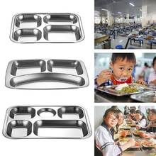 Stainless Steel Divided Dinner Tray Lunch Container Food Plate for School Canteen 3/4/5 Section   2024 - buy cheap