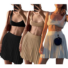 Sexy Women's Suit Fashion 2-piece Casual Set Sleeveless T-shirt Pleated Skirt Summer Set for Ladies Female 2024 - buy cheap