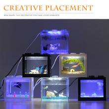 7 colors Mini Aquarium with Light Fishbowl USB LED Light Lamp for Fish Tank Home Office Tea Table Decoration 2024 - buy cheap