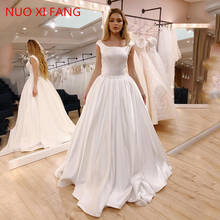 NUOXIFANG 2022 New A Line Wedding Dress Satin Sleeveless Cheap Bride Dress Sexy Lace-up  Back Vestido de novia Wedding Gowns 2024 - buy cheap