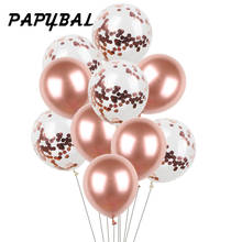 10pcs 12inch Mixed Rose Gold Confetti Metal Balloons Glossy Thick Chrome Metallic Ballons Wedding Birthday Party Decor Baloons 2024 - buy cheap