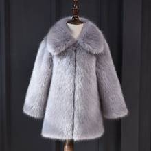 2020 Autumn Winter Children Girls Faux Mink Fur Collar Coat Baby Girls Thick Warm Hooded Jacket Kids Long Outwear Clothes W193 2024 - buy cheap