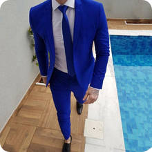 2019 New Arrival Royal Blue Prom Suits Groom Tuxedos Latest Coat Pants Designs Mens Wedding Suits Male Slim Fit Jacket+Pants+Tie 2024 - buy cheap
