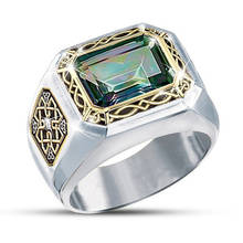 Anel de noivado feminino, anel clássico com pedra de zircônia verde, dourado e prateado, padrão oco, joias para festas 2024 - compre barato