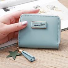 Mini carteira com borla de estrela coreana, carteira feminina com bolso para moedas bolsa para cartão de banco de crédito id capa xb234 2024 - compre barato