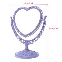 2Sides Heart-shaped Makeup Mirror Rotatable Stand Table Compact Mirror Dresser U2JD 2024 - buy cheap