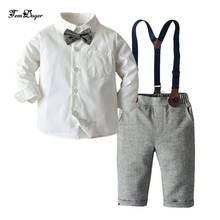 Tem doger boy clothing sets 2019 autumn kids boys clothes white shirts+overalls 2pcs outfits fashion children clothing for 1-6Y 2024 - buy cheap