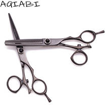 AQIABI-Tijeras profesionales para cortar el cabello, 6,0 ", 440C, tijeras para cortar el cabello negro, tijeras de peluquería, tijeras con pulgar giratorio, A9019 2024 - compra barato