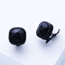 New Fashion luxury Crystal Black White Earrings Women Clip On Earrings 2020 No Pierced Ear Cuffs Square Jewelry Women ers-h23 2024 - buy cheap