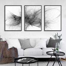 Carteles e impresiones de estilo minimalista abstracto, pintura en lienzo con forma de humo gris, imágenes artísticas de pared para decoración de sala de estar 2024 - compra barato