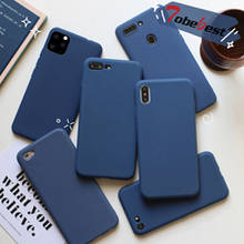 Темно-синий матовый чехол для телефона для iphone 11 Pro XS Max XR X 8 7 6S 6 Plus SE 5 5S силиконовый чехол s сплошной цвет мягкая задняя крышка из ТПУ 2024 - купить недорого