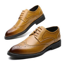 Мужские классические туфли в стиле броги, кожаные свадебные мужские туфли на плоской подошве, кожаные оксфорды, деловые туфли 2024 - купить недорого