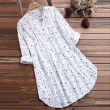 Elegant Blouses Womens V-Neck Pleated Floral Print Long Sleeve Casual Tops Shirt Blouse Blusas Femininas Рубашка Женска 2024 - buy cheap