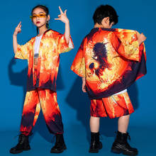 Crianças estilo chinês hip hop desempenho traje meninos solto rua dança outfit meninas jazz dança roupas de palco wear bl6096 2024 - compre barato