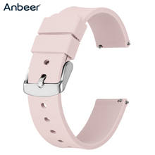 Anbeer-Correa de reloj de goma para mujer y niña, banda de silicona rosa de 14mm, 18mm, 20mm, 22mm y 24mm, para Samsung Galaxy 2024 - compra barato