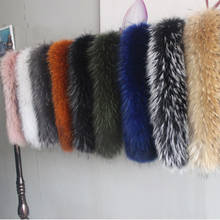 New Winter Warm Coat Fur Strip Hooded Fur Trim of Down Luxury Women Men Real Fur Collar Scarves  Raccoon Fur Scarf 2024 - buy cheap