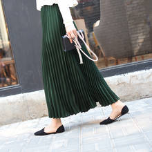 Falda larga plisada de Estilo Vintage para mujer, falda de gasa de cintura alta, informal, estilo coreano, para otoño, 2020 2024 - compra barato