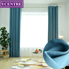 Ycentre-cortina de janela com isolamento térmico, cor sólida, estilo moderno, cortina de fundo azul, painel para quarto, sala de estar, quarto de criança 2024 - compre barato