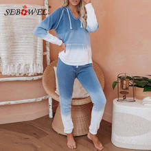 SEBOWEL Spring Autumn Gradient Lounge Wear Outfits for Women Tie-dye Tracksuits Long Sleeve Casual Sweatshirt + Pnats 2Pcs Sets 2024 - buy cheap