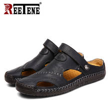 REETENE Leather Men's Sandals Men Slippers High Quality Casual Men Shoes Summer Outdoor Beach Men Sandals Fashionable Sneakers 2024 - buy cheap