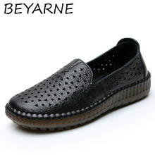 BEYARNE Women Flats Shoes Woman Loafers Ladies Slip on Flats Summer Breathable Women Shoes Genuine Leather Driving Shoes 2024 - buy cheap