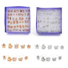 24 Pair/ Set New Trendy Unisex Mix Styles Stud Earrings Women Men Plastic Gold Plated Stud Earrings Jewelry Wholesale 2024 - buy cheap