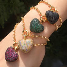 Funmode Multicolor AAA Cubic Zirconia Pave Heart Design Pendants Rope Shape Crystal Bracelet Wholesale FB02 2024 - buy cheap