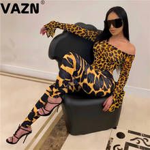 VAZN-body Sexy de manga larga para mujer, traje elástico abierto a la moda, 1 pieza, pantalones largos, conjunto de 2 piezas, 2020 2024 - compra barato