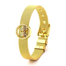 Reloj de pulsera de acero inoxidable de alta calidad para mujer y hombre, brazalete dorado de CZ, accesorios para niños y niñas, regalo de joyería para fiesta 2024 - compra barato