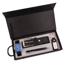 Men's Watch Business Fashion Quartz Watches Boutique Promotion Gift Belt Pen Keychain Casual Wristwatch Father&Boy Gift Box Set 2024 - buy cheap