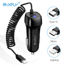 RAXFLY-cargador de coche USB para iPhone 7, 8, XS, XR, X, teléfono, Micro USB tipo C, iluminación para Xiaomi Note 7, 4X, carga rápida 2024 - compra barato