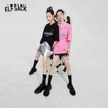 ELFSACK-Jersey informal Harajuku con estampado de letras para mujer, camisetas de verano de elfo de manga corta, moda coreana, Tops Punk diarios 2020 2024 - compra barato