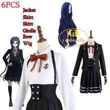 Fantasia para cosplay, 6 peças, anime, dangan, ronpa, shirogane, susmugi, da escola, jk, uniformes, mulheres, roxo, peruca, trajes de festa de halloween 2024 - compre barato