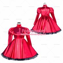 fondcosplay adult sexy cross dressing sissy maid short Gothic Lolita Punk Red Satin Dress Lockable Uniform Custom-made[G504] 2024 - buy cheap