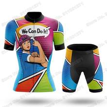 2021 Women We Can Do It V4 Cycling Jersey Set Summer Cycling Clothing Road Bike Shirts Suit Bicycle Bib Shorts MTB Maillot 2024 - buy cheap