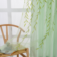 2021 Luxury European Tulle Curtains for Living Room Bedroom Kitchen Green Leaf Sheer Curtains for Window Tulle Curtains Drapes 2024 - buy cheap