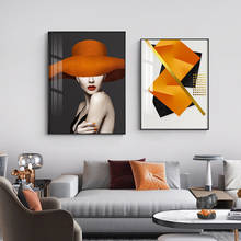 Modern Abstract Lady Canvas Painting Luxury Geometry Posters and Prints Gold Foil Wall Art Pictures for Living Room Home Decor 2024 - buy cheap