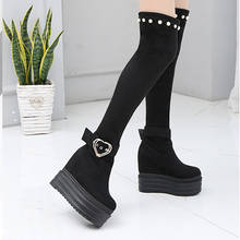13Cm Square Heel Long Boots Over-The-Knee Womens Boots High Heel Stovepipe Stretch Boots Sexy Waterproof Platform High Heels 2024 - buy cheap