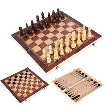 Chess Backgammon Checkers 3 in 1 Wooden Chess Set Travel Chess Game Wooden Chessboard and Wooden Chess Pieces for Paly for Gift 2024 - buy cheap
