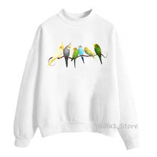 Cute watercolor Cockatiel design hoodies women kawaii Parrot toucan bird print sweatshirt winter hoody ladies custom moletom 2024 - buy cheap