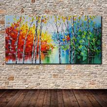 Arthyx pintura pintados à mão faca árvores paisagem pinturas a óleo sobre tela abstrata arte parede fotos para sala de estar decoração casa 2024 - compre barato