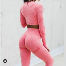 2pcs/set Vital Women Sport Suit Yoga Set Gym Workout Clothes Long Sleeve Fitness Crop Top + High Waist Energy Seamless Leggings 2024 - купить недорого