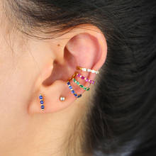 Trendy Rainbow Ear Cuff Cute Mini Square CZ Stone No Pierced Bohemia Micro Clip Earring Cuff Girl Women Wedding Jewelry ACC Gift 2024 - buy cheap