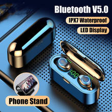 Беспроводные наушники Bluetooth 5,0 наушники TWS водонепроницаемые спортивные F9 беспроводные наушники гарнитура для IOS/Android телефон HD вызов 2024 - купить недорого