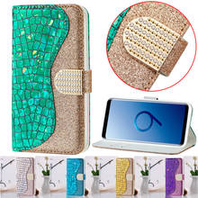 Шикарный Блестящий кожаный чехол для Samsung Galaxy S9 Plus, Роскошный чехол-бумажник для Galaxy M10 M20 M30 A10 A20 A20E A30 A50, откидная подставка 2022 - купить недорого