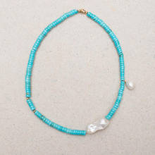 Collar corto azul barroco de lujo para mujer, accesorios de perlas naturales de agua dulce, Gargantilla con estilo, novedad de 2020 2024 - compra barato